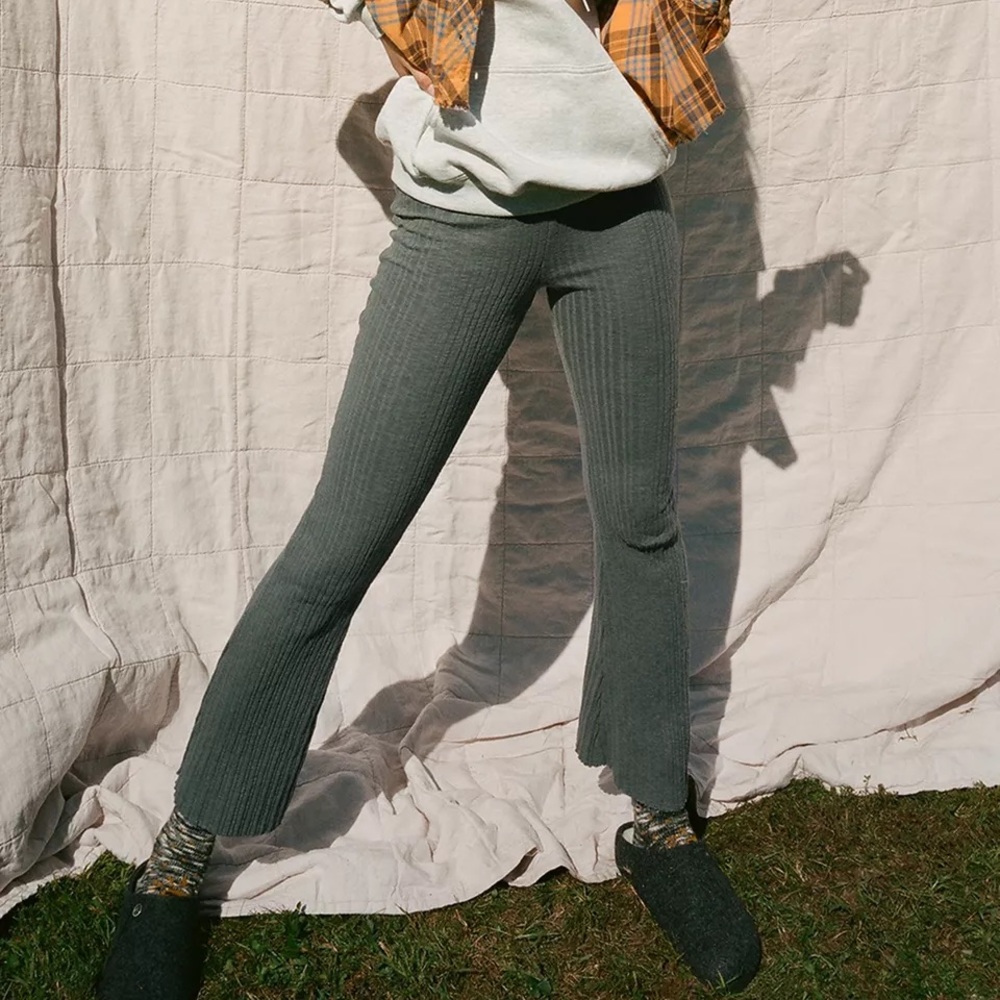 UO Rosie Rib High Waisted Flare Pant